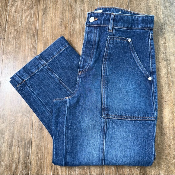 LOFT High Rise Straight Leg Jeans Medium Blue Utility - Picture 3 of 13
